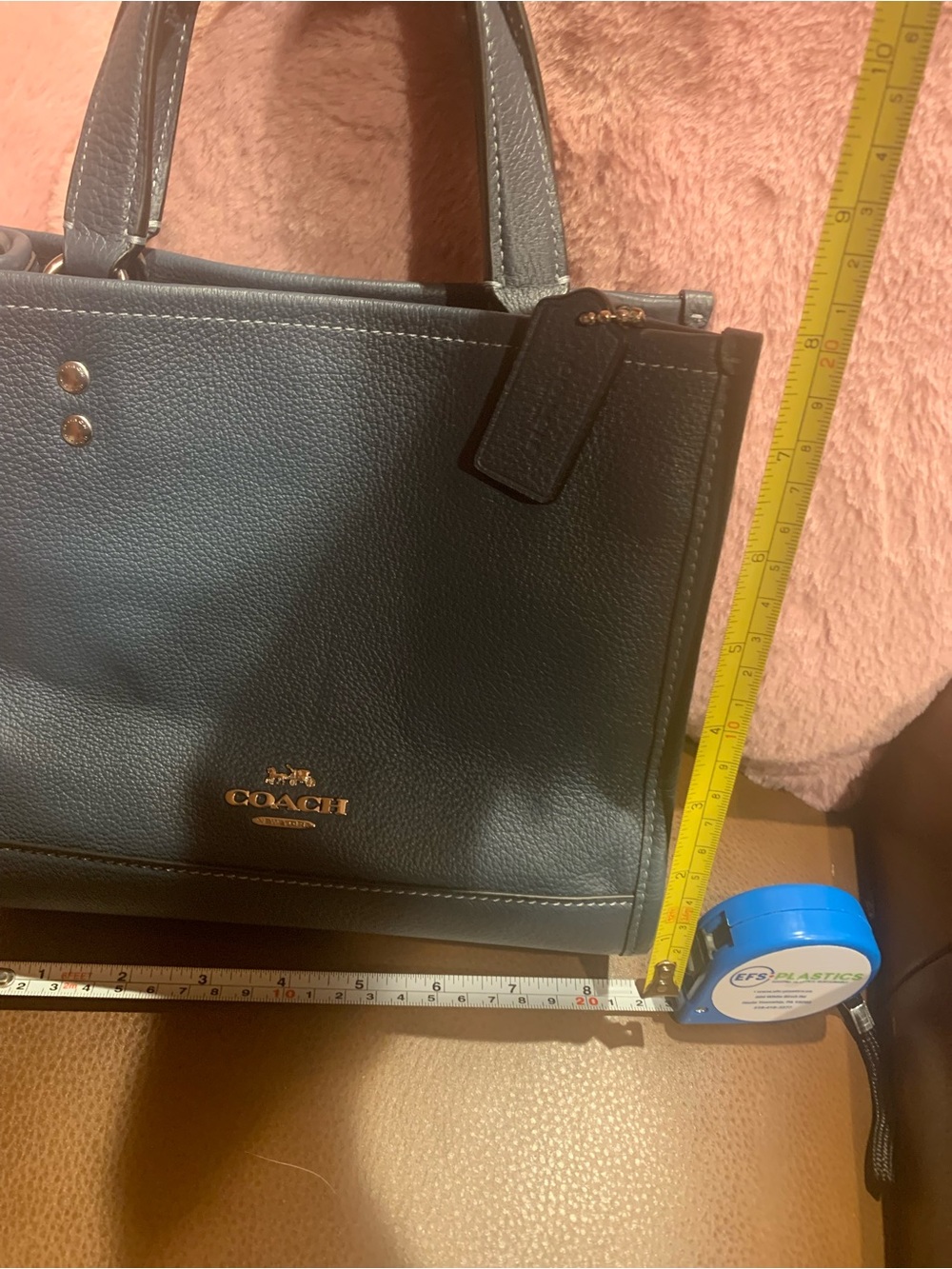 NWOT COACH DEMPSEY 22 TOTE SUBTLE BLUE/cadet blue hangtag & xbody STRAP C0971 - Picture 10 of 11